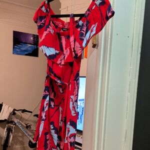 Floral Off-Shoulder Red Romper